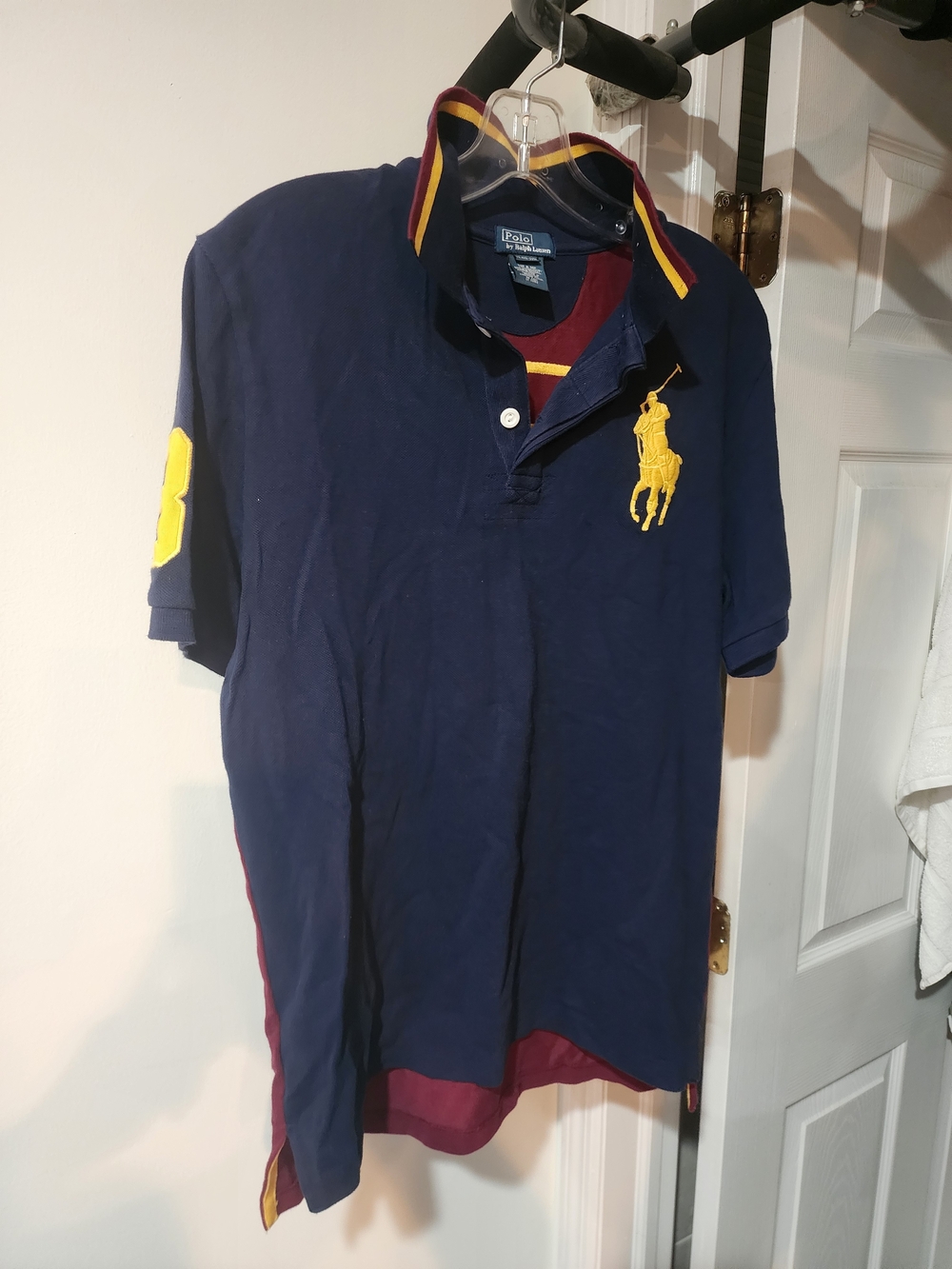Ralph Lauren Navy Polo with Yellow Logo and Accents